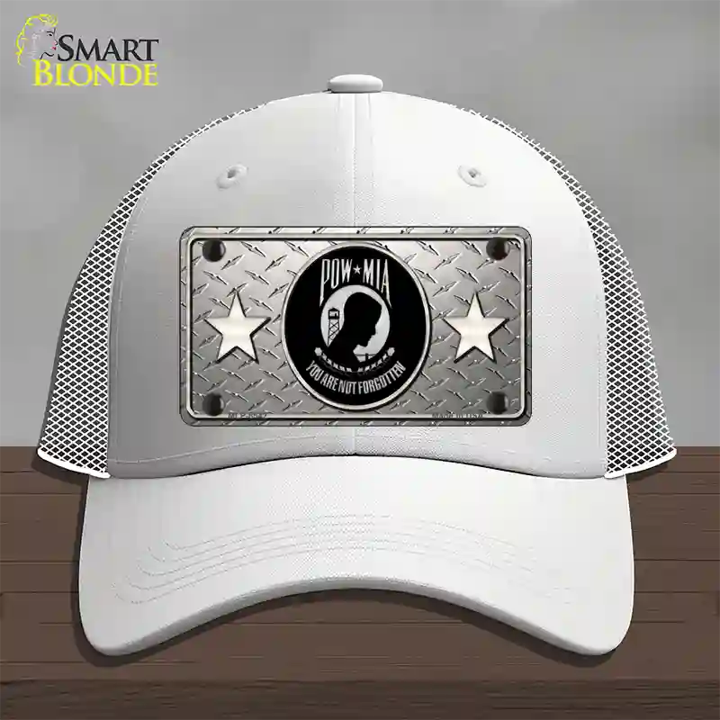 POW MIA Diamond Novelty License Plate Hat Mesh / White