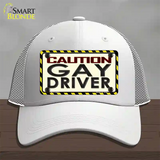 Caution Gay Driver Novelty License Plate Hat Mesh / White