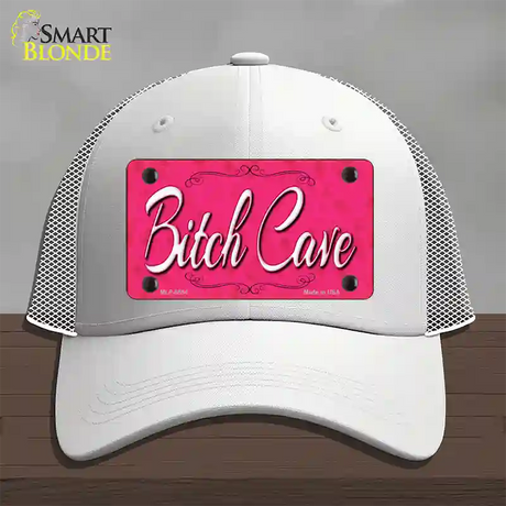 Bitch Cave Novelty License Plate Hat Mesh / White