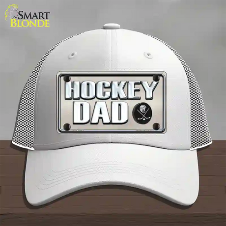 Hockey Dad Novelty License Plate Hat Mesh / White