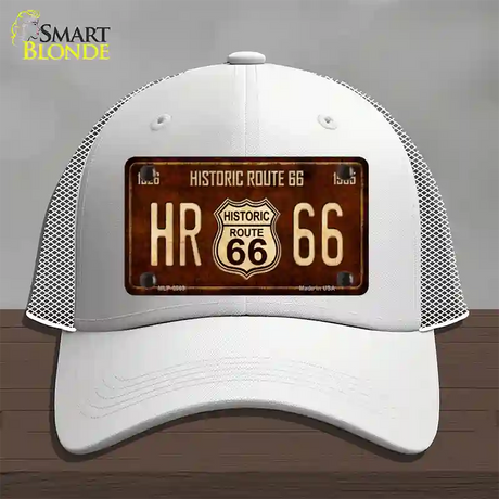 Historic Route 66 Vintage Novelty License Plate Hat Mesh / White