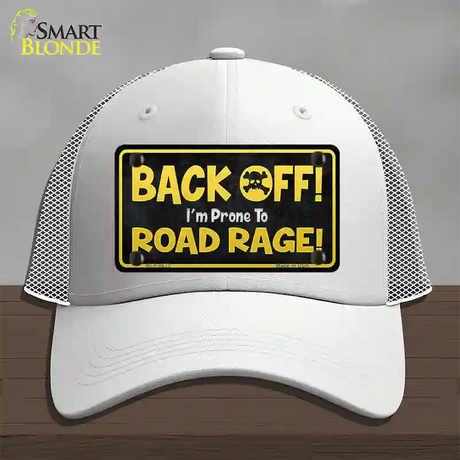 Back Off Road Rage Novelty License Plate Hat Mesh / White