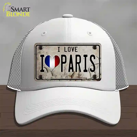 I Love Paris Novelty License Plate Hat Mesh / White