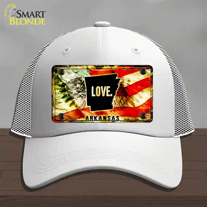 Arkansas Love Novelty License Plate Hat Mesh / White