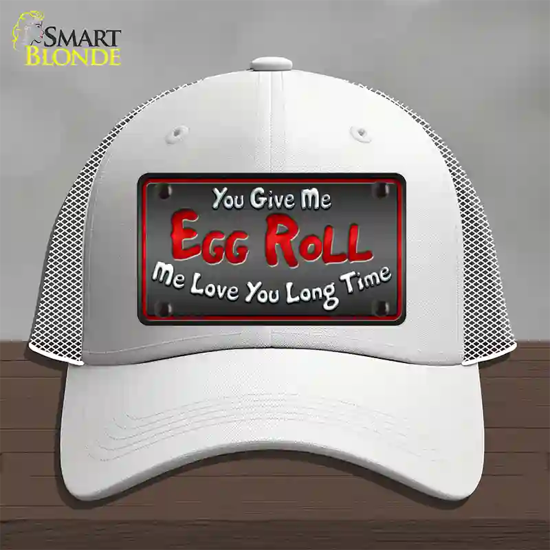 Egg Roll Novelty License Plate Hat Mesh / White