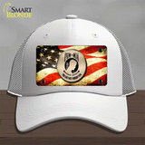 POW MIA With USA Flag Novelty License Plate Hat Mesh / White