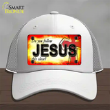 Follow Jesus This Close Novelty License Plate Hat Mesh / White