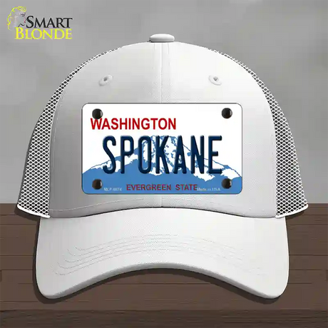 Spokane Washington Novelty License Plate Hat Mesh / White