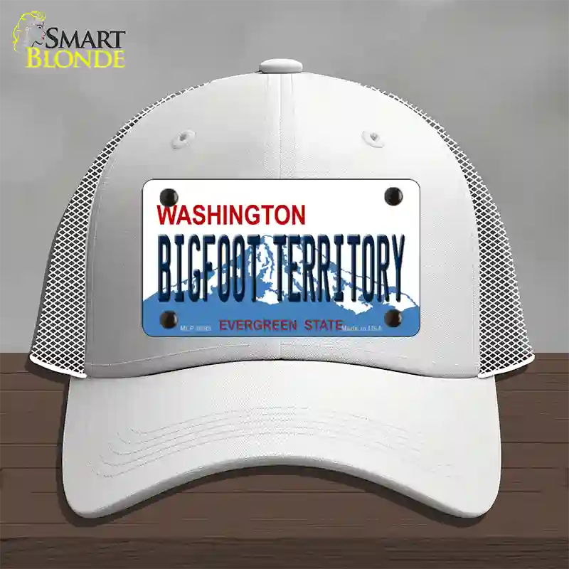 Bigfoot Territory Washington Novelty License Plate Hat Mesh / White