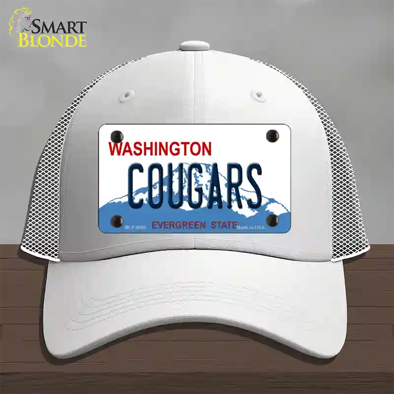 Cougars Washington Novelty License Plate Hat Mesh / White