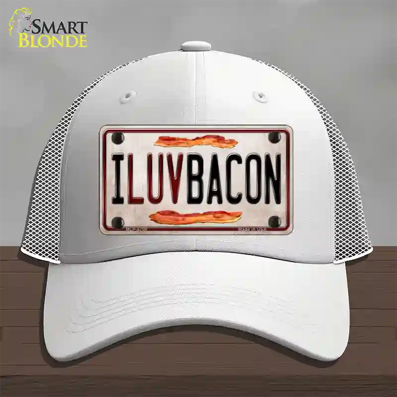 I Luv Bacon Novelty License Plate Hat Mesh / White