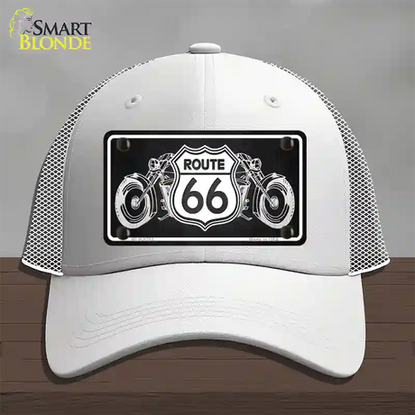 Route 66 With Bikes Novelty License Plate Hat Mesh / White