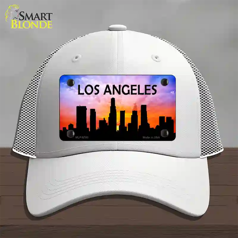 Los Angeles Silhouette Novelty License Plate Hat Mesh / White