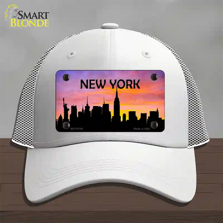 New York Silhouette Novelty License Plate Hat Mesh / White