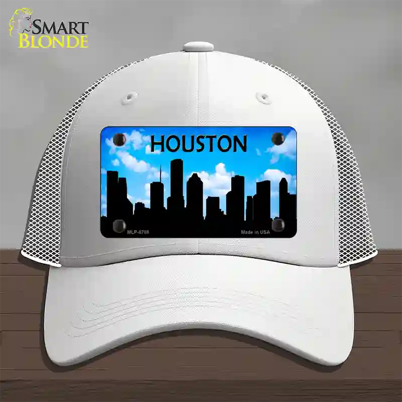 Houston Silhouette Novelty License Plate Hat Mesh / White