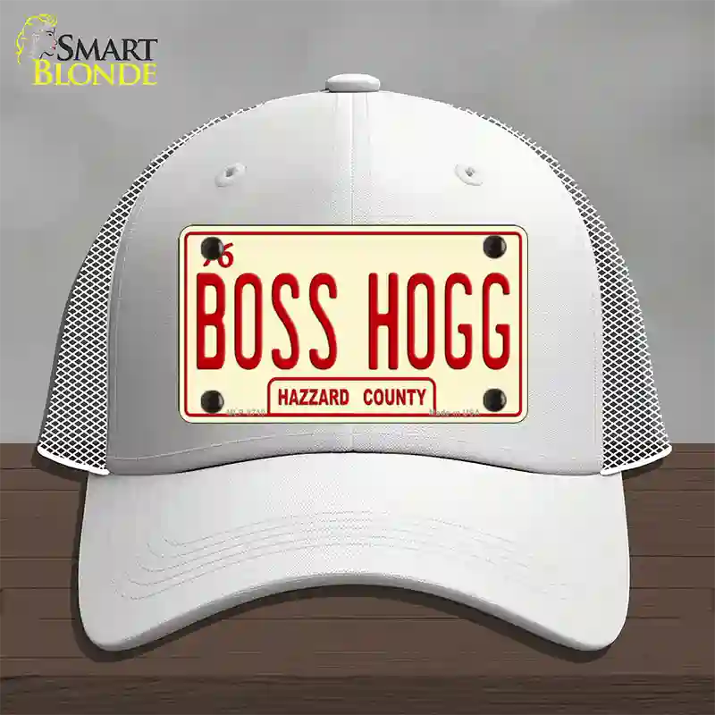 Boss Hogg Hazzard County Novelty License Plate Hat Mesh / White