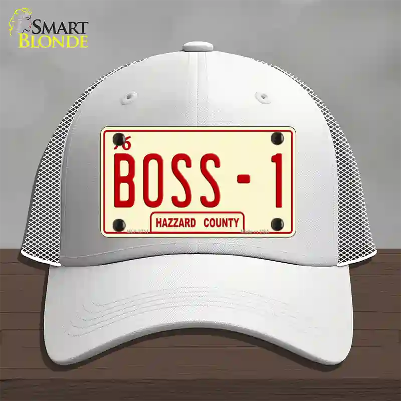 Boss 1 Novelty License Plate Hat Mesh / White