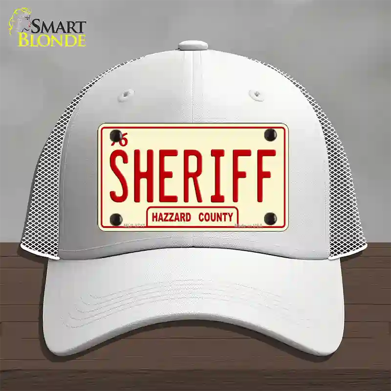 Sheriff Novelty License Plate Hat Mesh / White