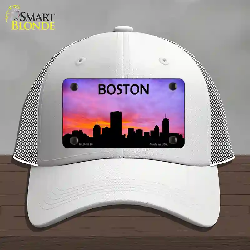 Boston Silhouette Novelty License Plate Hat Mesh / White