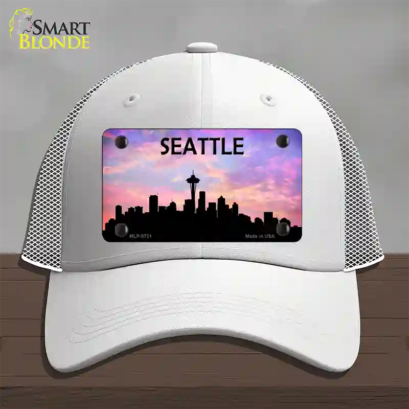 Seattle Silhouette Novelty License Plate Hat Mesh / White