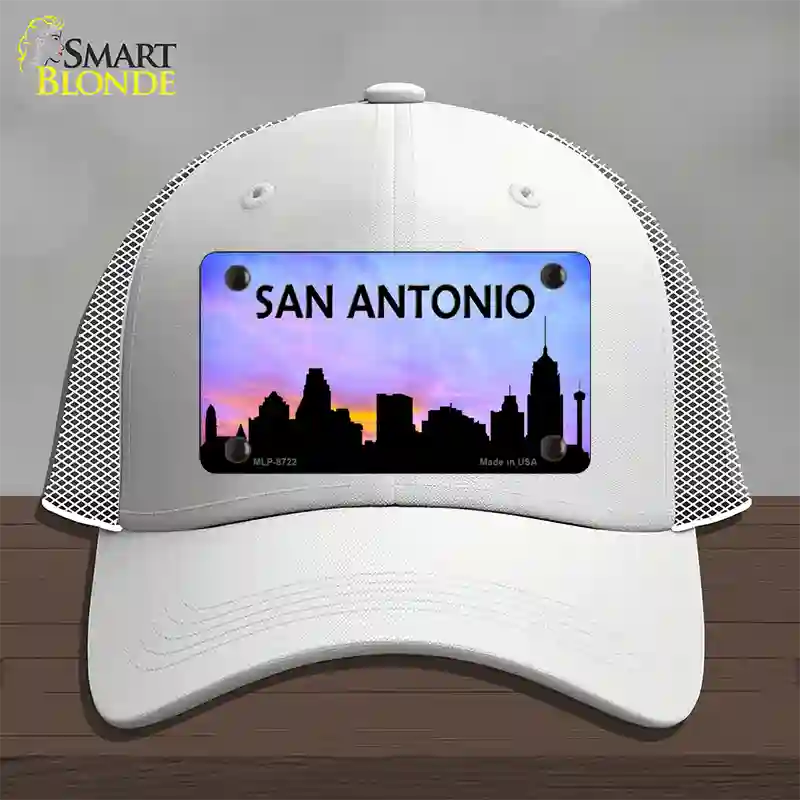 San Antonio Silhouette Novelty License Plate Hat Mesh / White