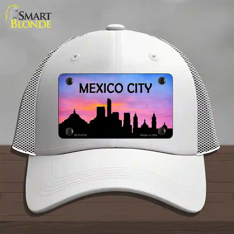 Mexico City Silhouette Novelty License Plate Hat Mesh / White