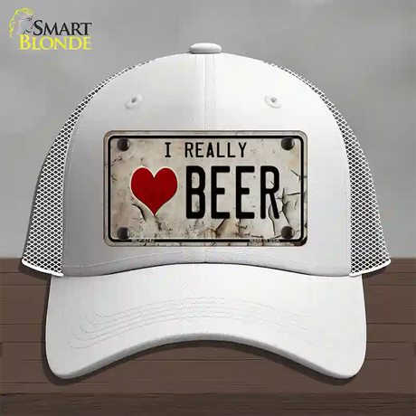 I Love Beer Novelty License Plate Hat Mesh / White