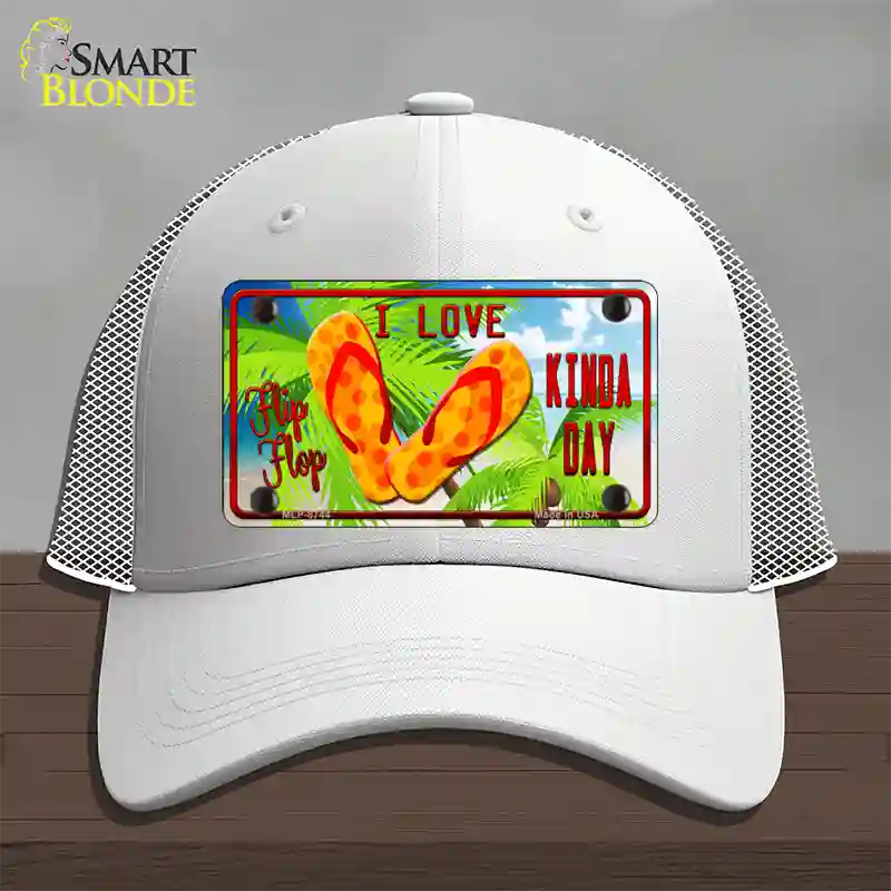 I Love Flip Flop Novelty License Plate Hat Mesh / White