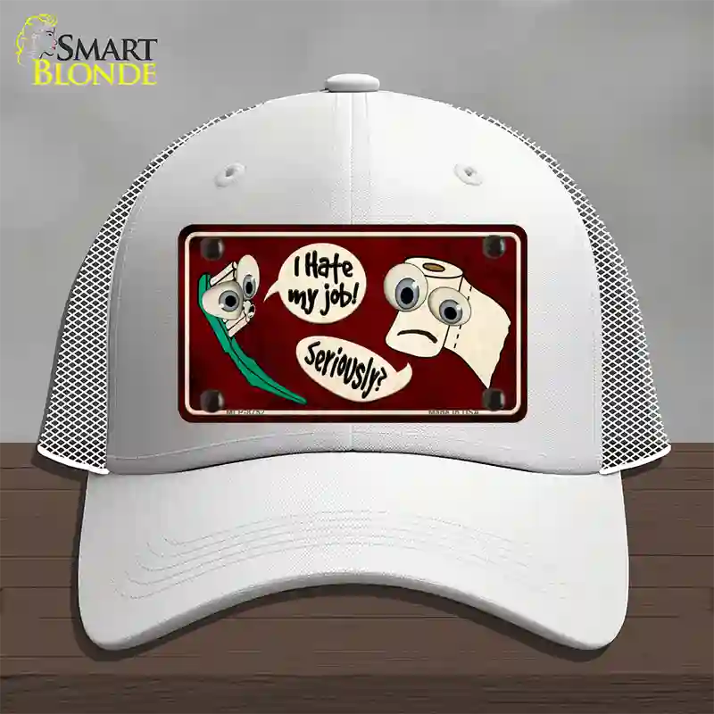 I Hate My Job Novelty License Plate Hat Mesh / White