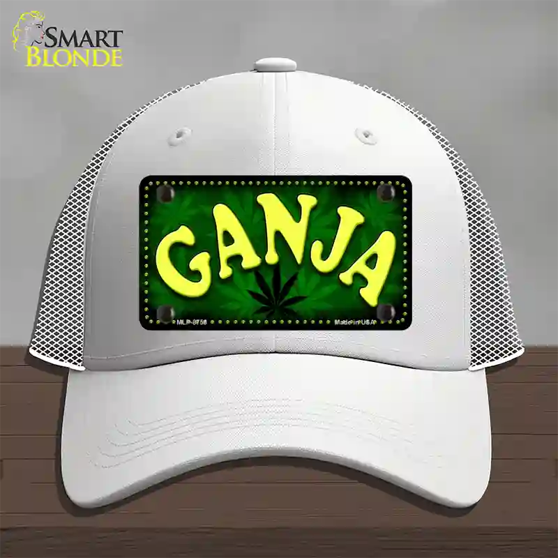 Ganja Novelty License Plate Hat Mesh / White