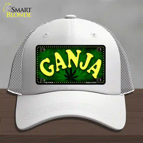 Ganja Novelty License Plate Hat Mesh / White