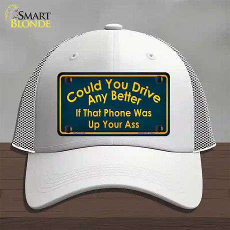 Could You Drive Novelty License Plate Hat Mesh / White