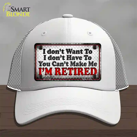 You Cant Make Me Novelty License Plate Hat Mesh / White