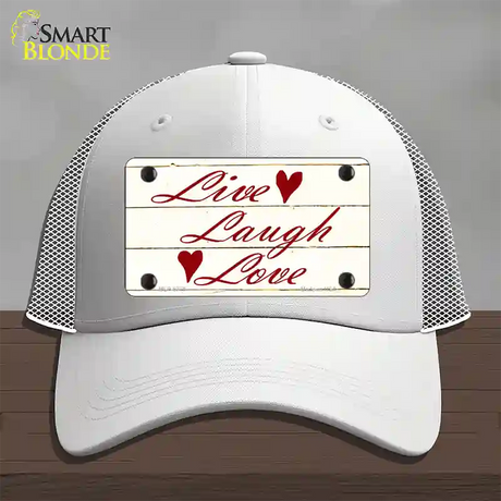 Live, Laugh, Love Novelty License Plate Hat Mesh / White