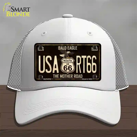 Bald Eagle Route 66 Novelty License Plate Hat Mesh / White