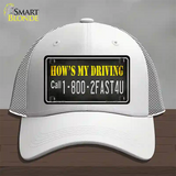 Hows My Driving Novelty License Plate Hat Mesh / White