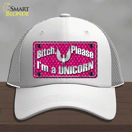 Bitch Please Novelty License Plate Hat Mesh / White