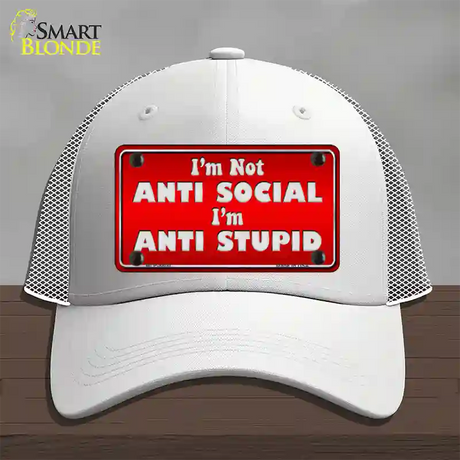 Anti Social Novelty License Plate Hat Mesh / White