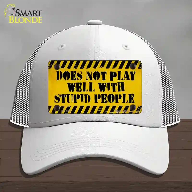 Does Not Play Well Novelty License Plate Hat Mesh / White