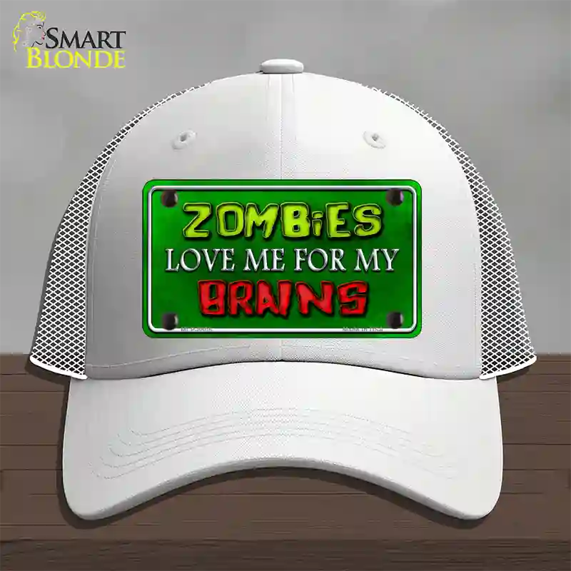 Zombies Love Me Novelty License Plate Hat Mesh / White