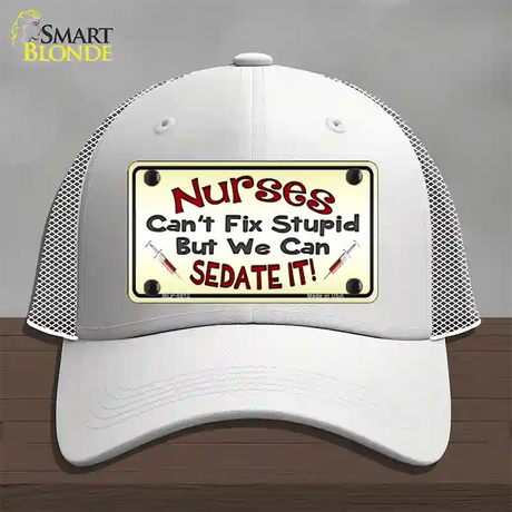 Nurses Sedate It Novelty License Plate Hat Mesh / White