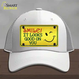 Smile Looks Good Novelty License Plate Hat Mesh / White