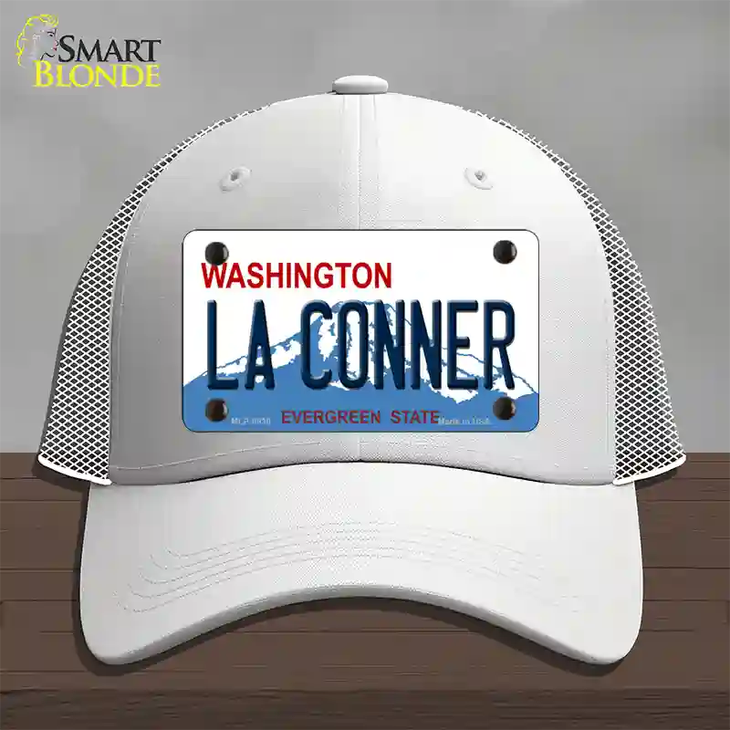 La Conner Washington Novelty License Plate Hat Mesh / White