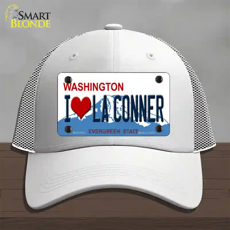 I Love La Conner Washington Novelty License Plate Hat Mesh / White