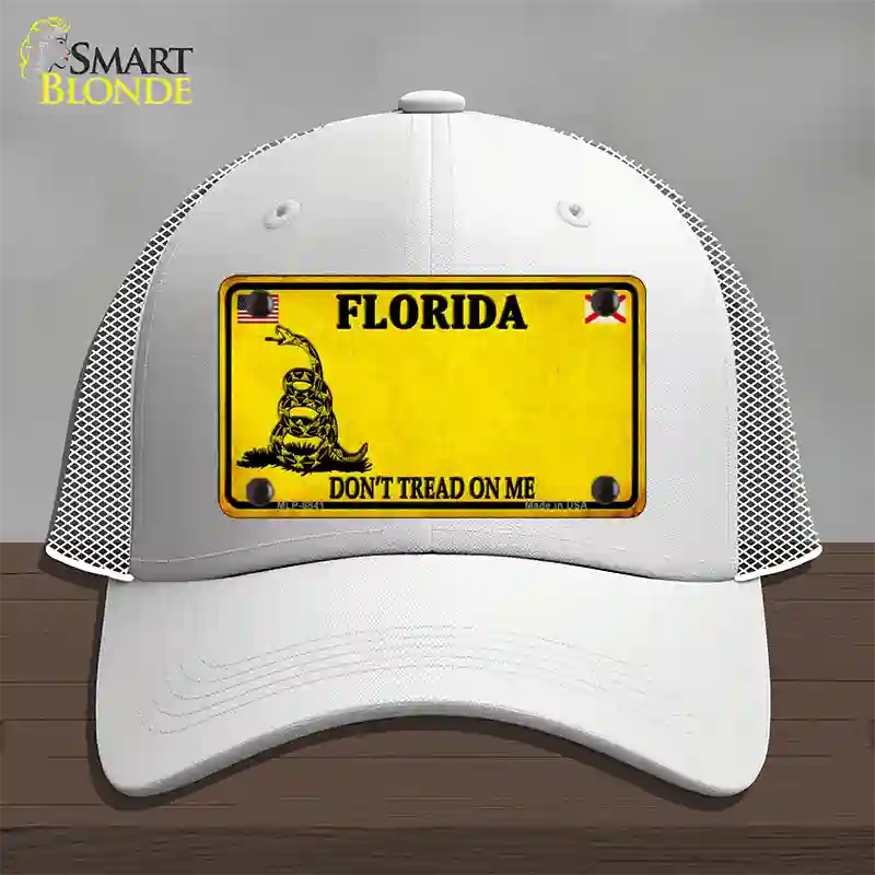 Florida Dont Tread On Me Novelty License Plate Hat Mesh / White