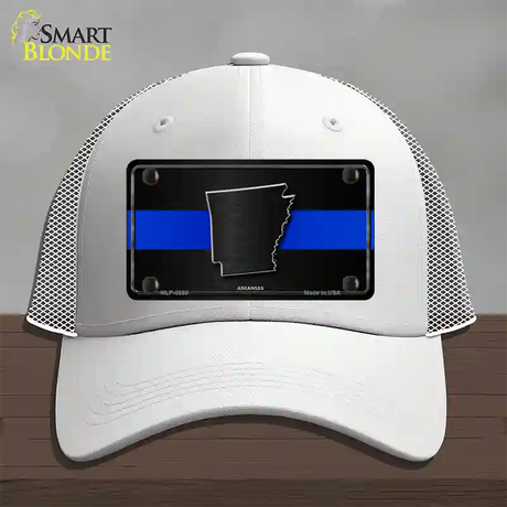 Arkansas Thin Blue Line Novelty License Plate Hat Mesh / White