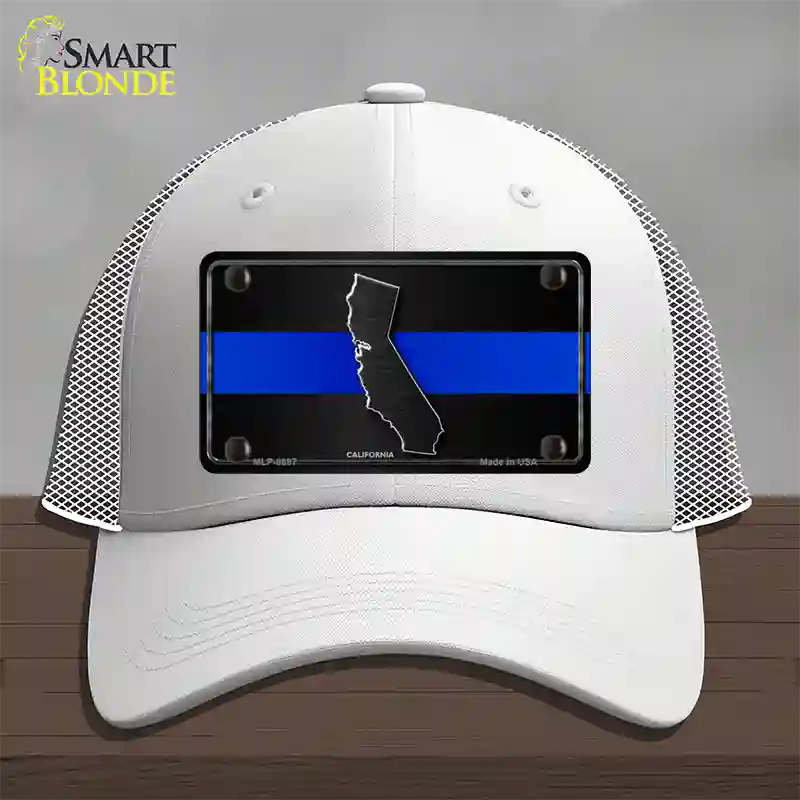 California Thin Blue Line Novelty License Plate Hat Mesh / White