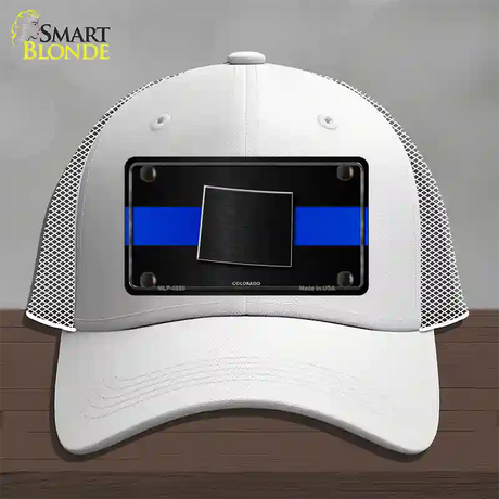 Colorado Thin Blue Line Novelty License Plate Hat Mesh / White