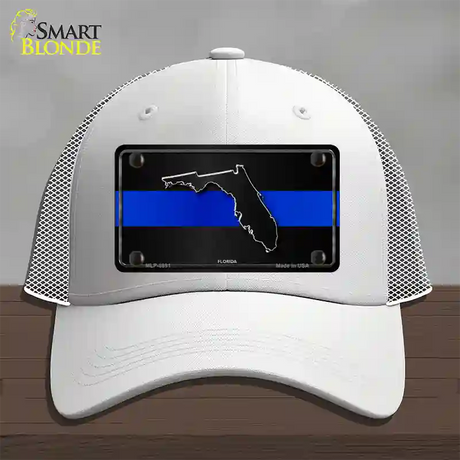 Florida Thin Blue Line Novelty License Plate Hat Mesh / White