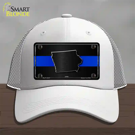 Iowa Thin Blue Line Novelty License Plate Hat Mesh / White